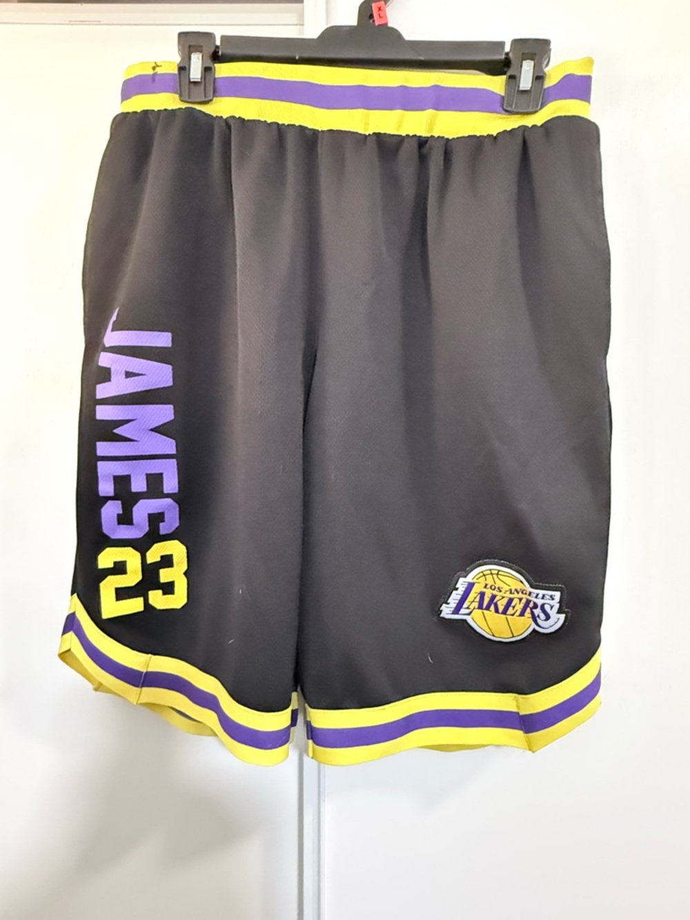 NBA Los Angeles Lakers Black Purple Yellow LeBron James 23 Athletic Shorts